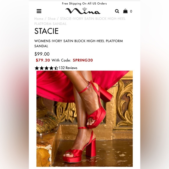 nina “stacie” block heel ivory satin platform - Picture 10 of 10